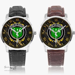 Irish House of AHEARNE Aherne Irish Coat of Arms Irish Watch Instafamous Quartz Leather Strap