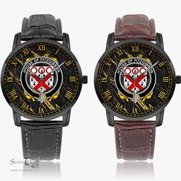 Irish House of FITZGIBBON Irish Coat of Arms Irish Watch Instafamous Quartz Leather Strap