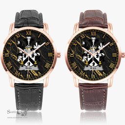 Irish Hall or MacHall Irish Coat of Arms Irish Watch Instafamous Quartz Leather Strap