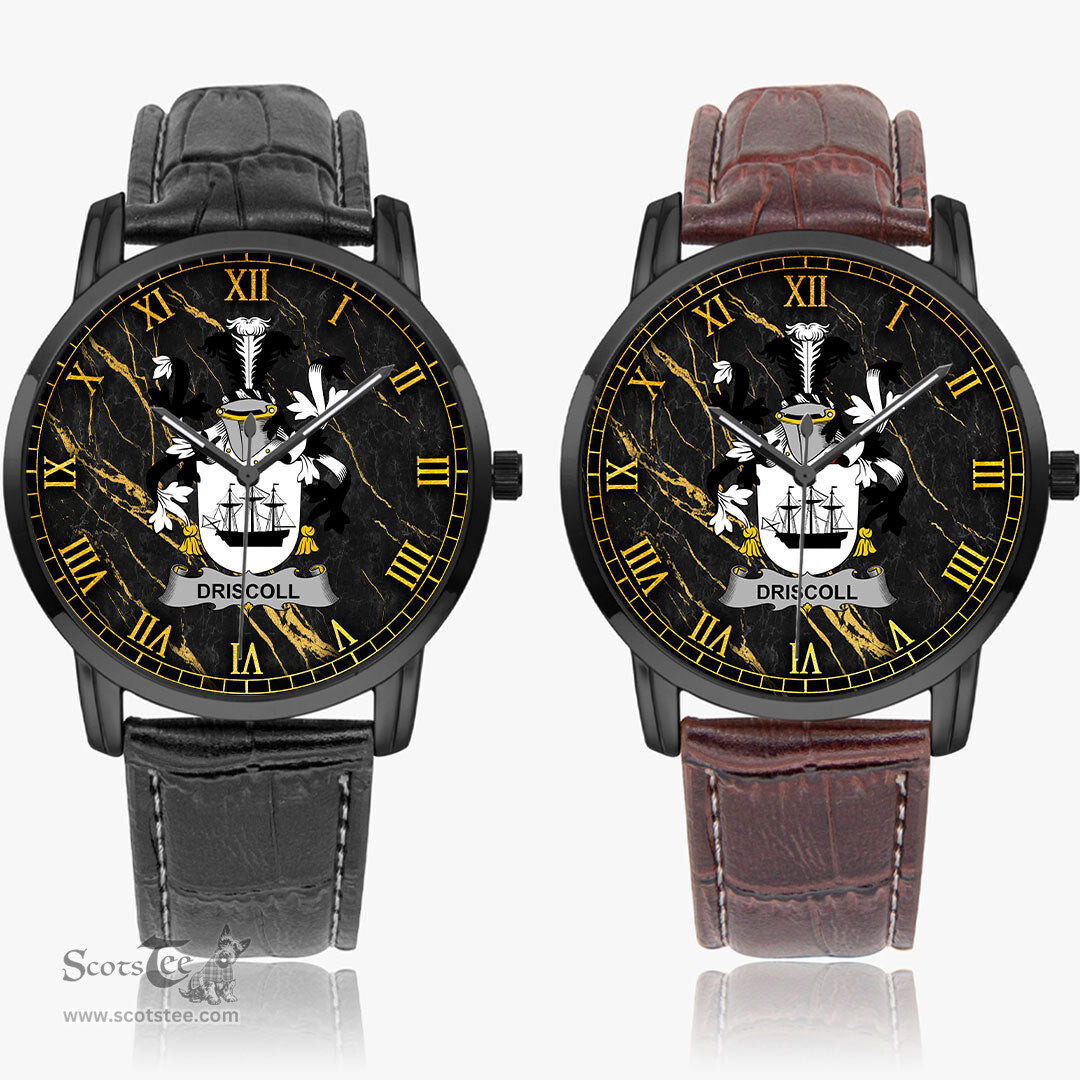 Irish Driscoll or O Driscoll Irish Coat of Arms Irish Watch Instafamous Quartz Leather Strap