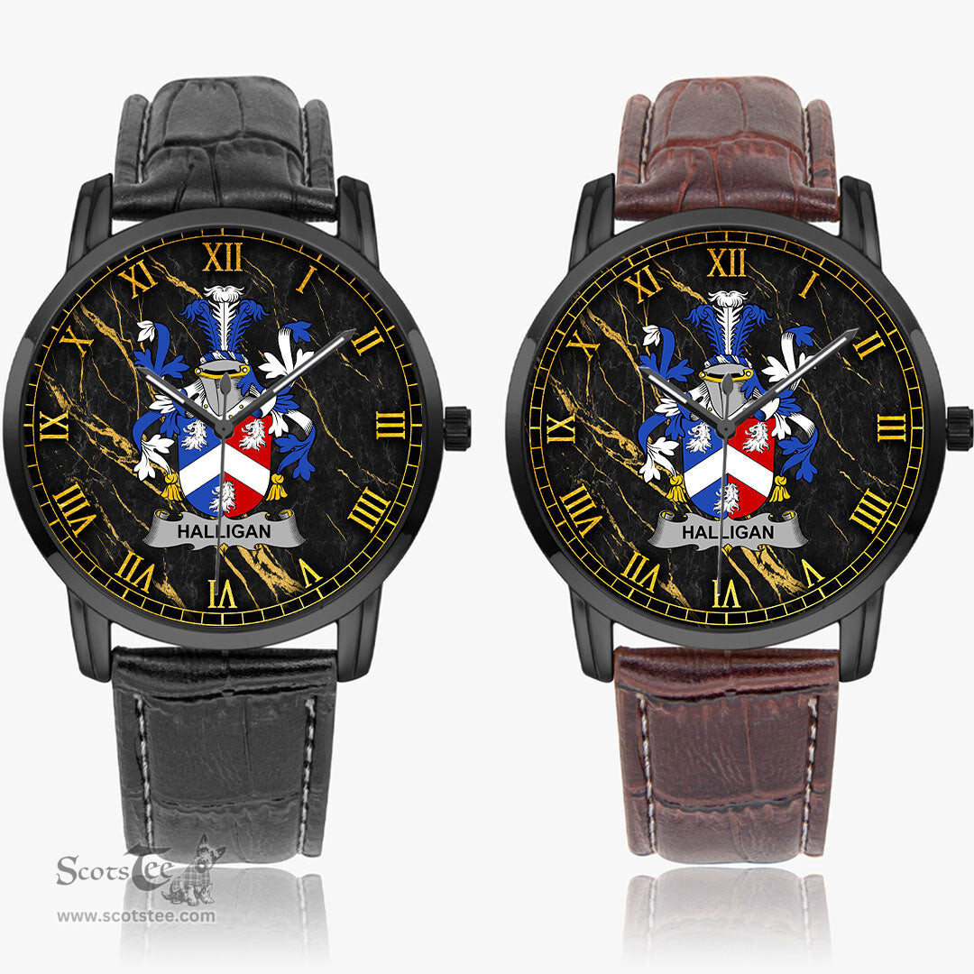 Irish Halligan or O Halligan Irish Coat of Arms Irish Watch Instafamous Quartz Leather Strap