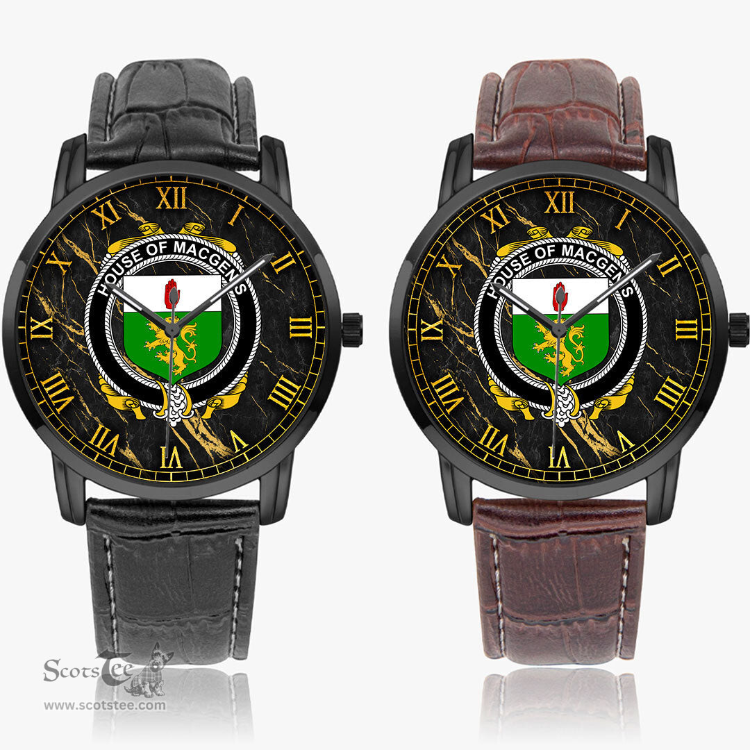 Irish House of MACGENIS Irish Coat of Arms Irish Watch Instafamous Quartz Leather Strap