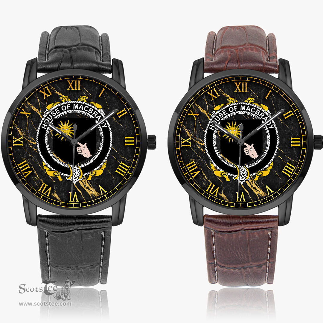 Irish House of MACBRADY Irish Coat of Arms Irish Watch Instafamous Quartz Leather Strap