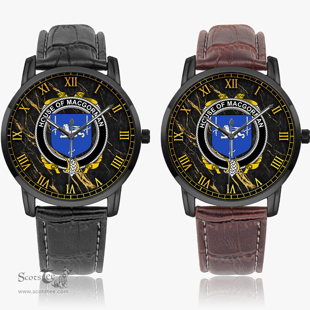 Irish House of MACGORMAN Irish Coat of Arms Irish Watch Instafamous Quartz Leather Strap