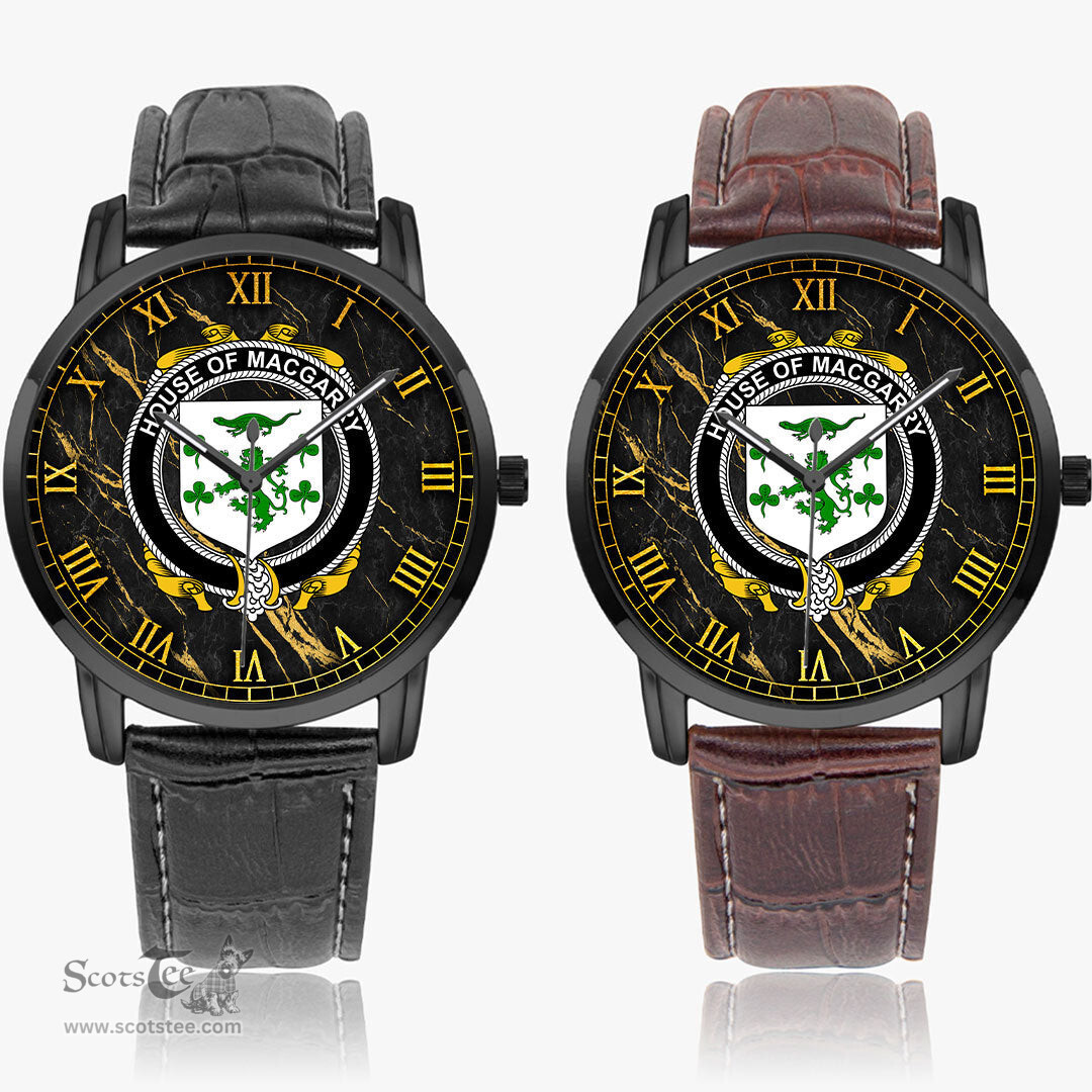 Irish House of MACGARRY Irish Coat of Arms Irish Watch Instafamous Quartz Leather Strap