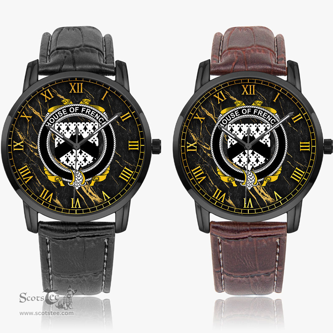 Irish House of FRENCH Irish Coat of Arms Irish Watch Instafamous Quartz Leather Strap