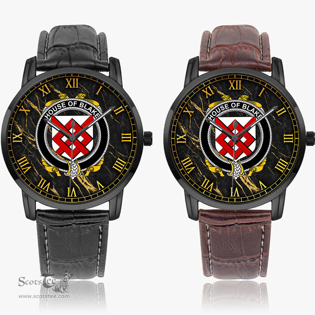 Irish House of BLAKE Irish Coat of Arms Irish Watch Instafamous Quartz Leather Strap