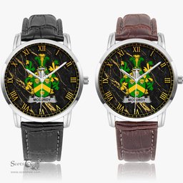 Irish McCurdy or Curdy Irish Coat of Arms Irish Watch Instafamous Quartz Leather Strap