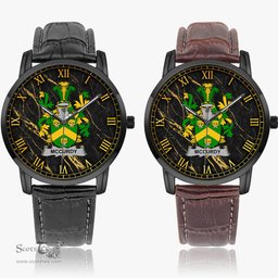 Irish McCurdy or Curdy Irish Coat of Arms Irish Watch Instafamous Quartz Leather Strap