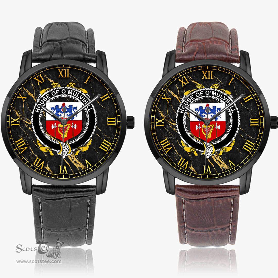 Irish House of O MULVIHILL Irish Coat of Arms Irish Watch Instafamous Quartz Leather Strap