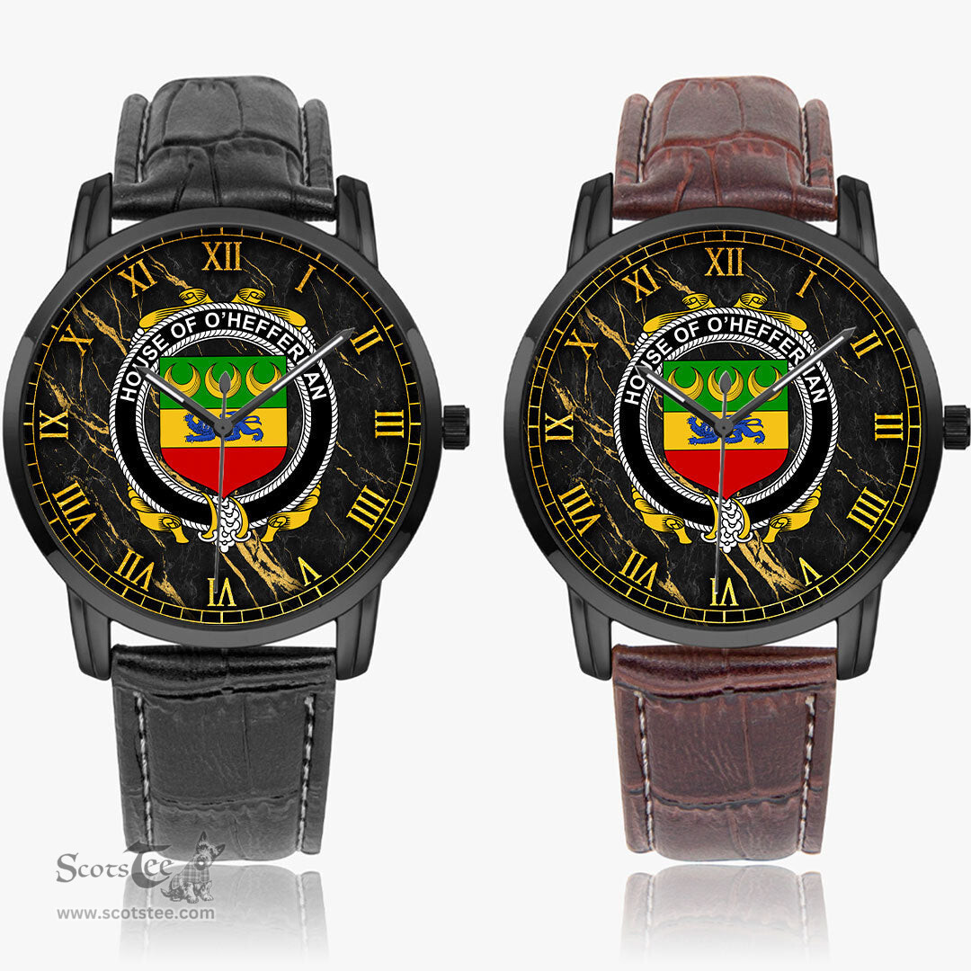 Irish House of O HEFFERNAN Irish Coat of Arms Irish Watch Instafamous Quartz Leather Strap