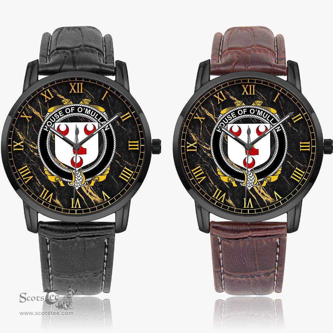 Irish House of O MULLAN Irish Coat of Arms Irish Watch Instafamous Quartz Leather Strap