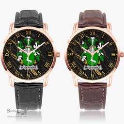 Irish McGettigan or Gethin Irish Coat of Arms Irish Watch Instafamous Quartz Leather Strap