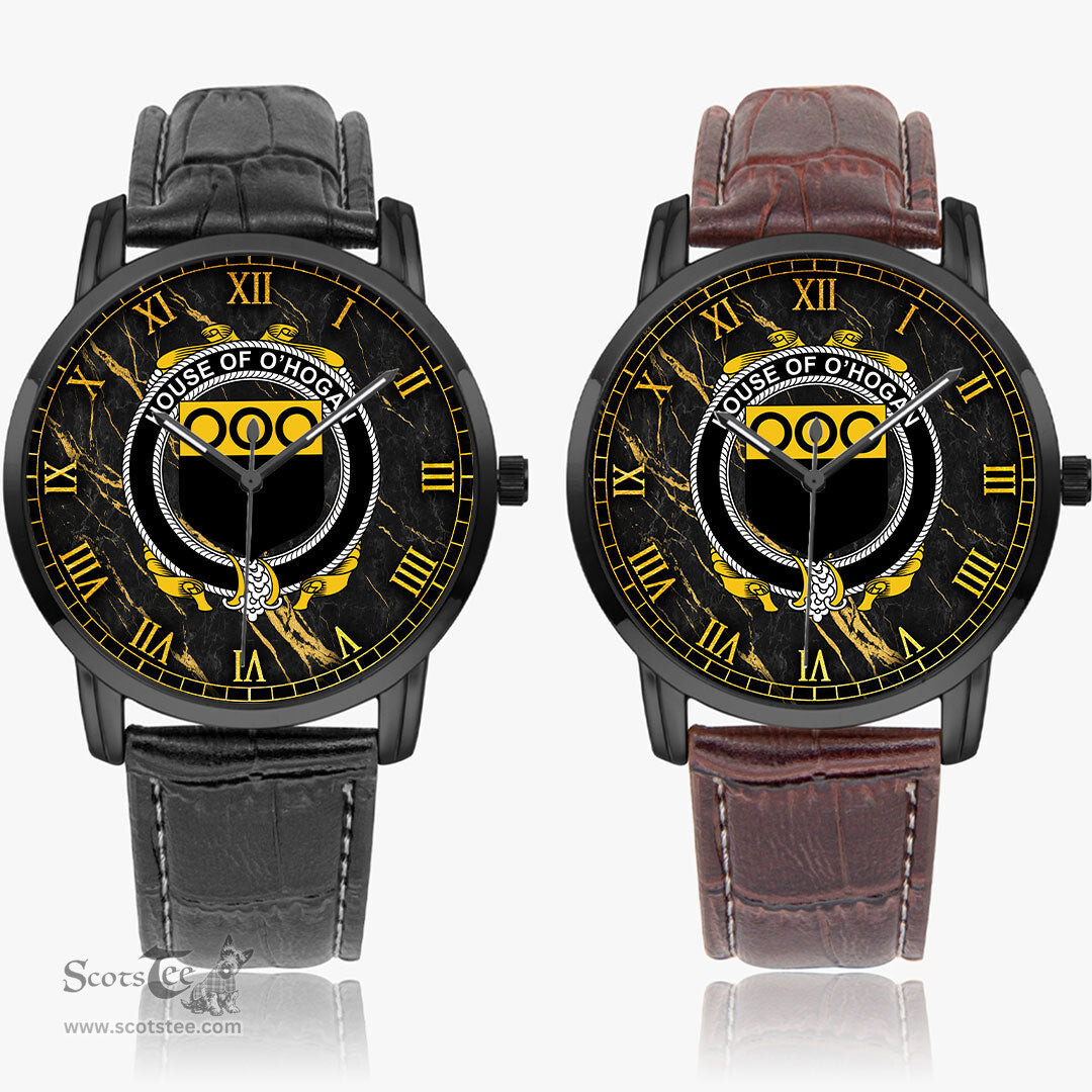 Irish House of O HOGAN Irish Coat of Arms Irish Watch Instafamous Quartz Leather Strap
