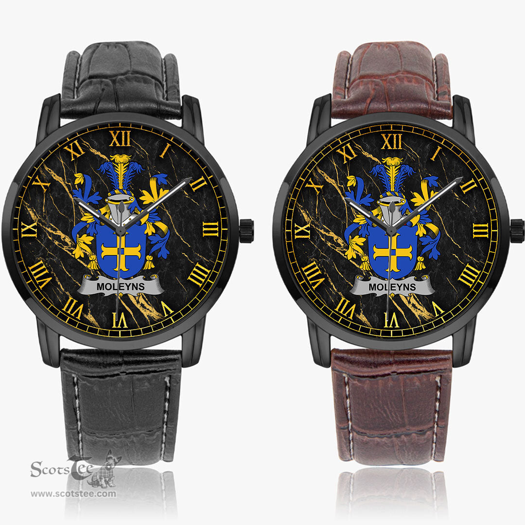 Irish Moleyns Irish Coat of Arms Irish Watch Instafamous Quartz Leather Strap