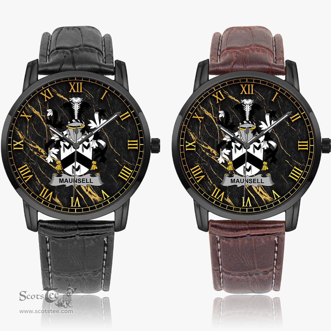 Irish Maunsell Irish Coat of Arms Irish Watch Instafamous Quartz Leather Strap