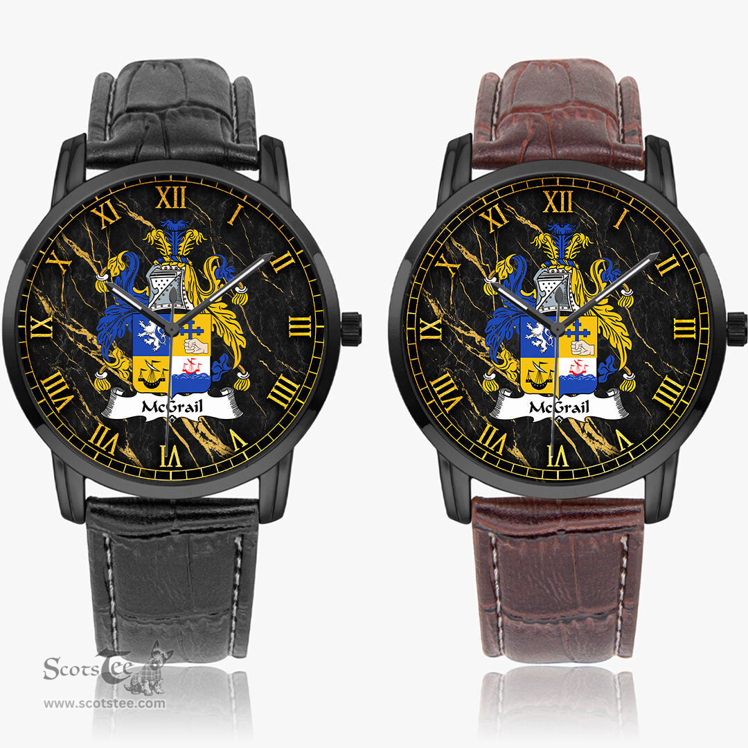 Irish McGrail Irish Coat of Arms Irish Watch Instafamous Quartz Leather Strap