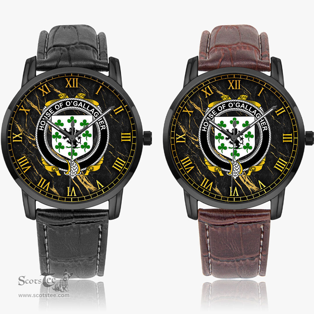 Irish House of O GALLAGHER Irish Coat of Arms Irish Watch Instafamous Quartz Leather Strap