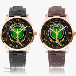 Irish House of MACRANNALL REYNOLDS Irish Coat of Arms Irish Watch Instafamous Quartz Leather Strap