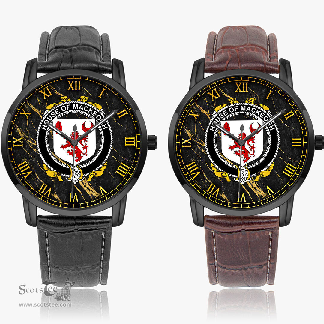 Irish House of MACKEOGH Irish Coat of Arms Irish Watch Instafamous Quartz Leather Strap