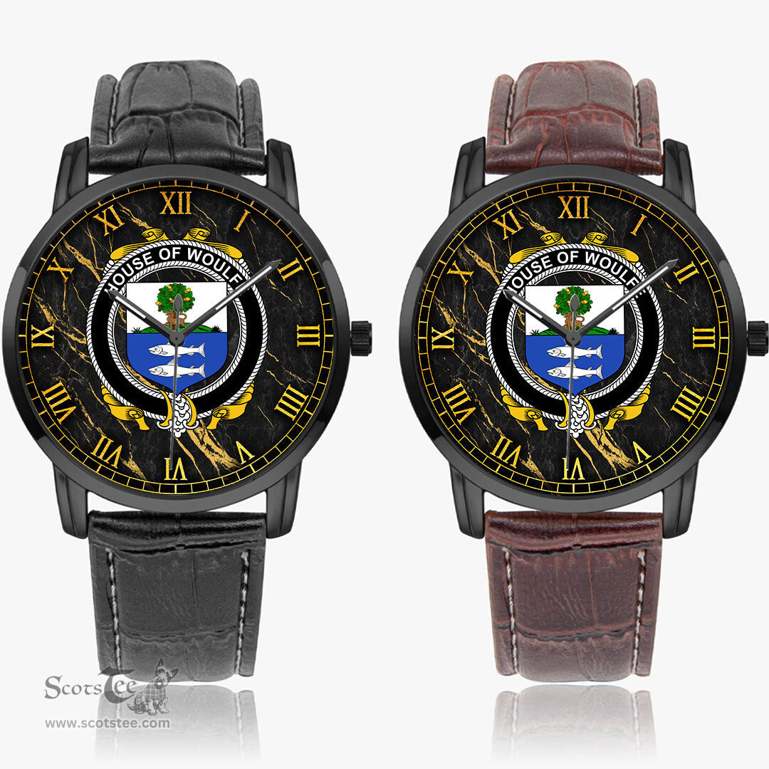 Irish House of WOULFE Irish Coat of Arms Irish Watch Instafamous Quartz Leather Strap