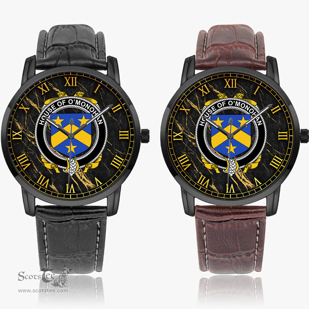 Irish House of O MONOHAN Irish Coat of Arms Irish Watch Instafamous Quartz Leather Strap