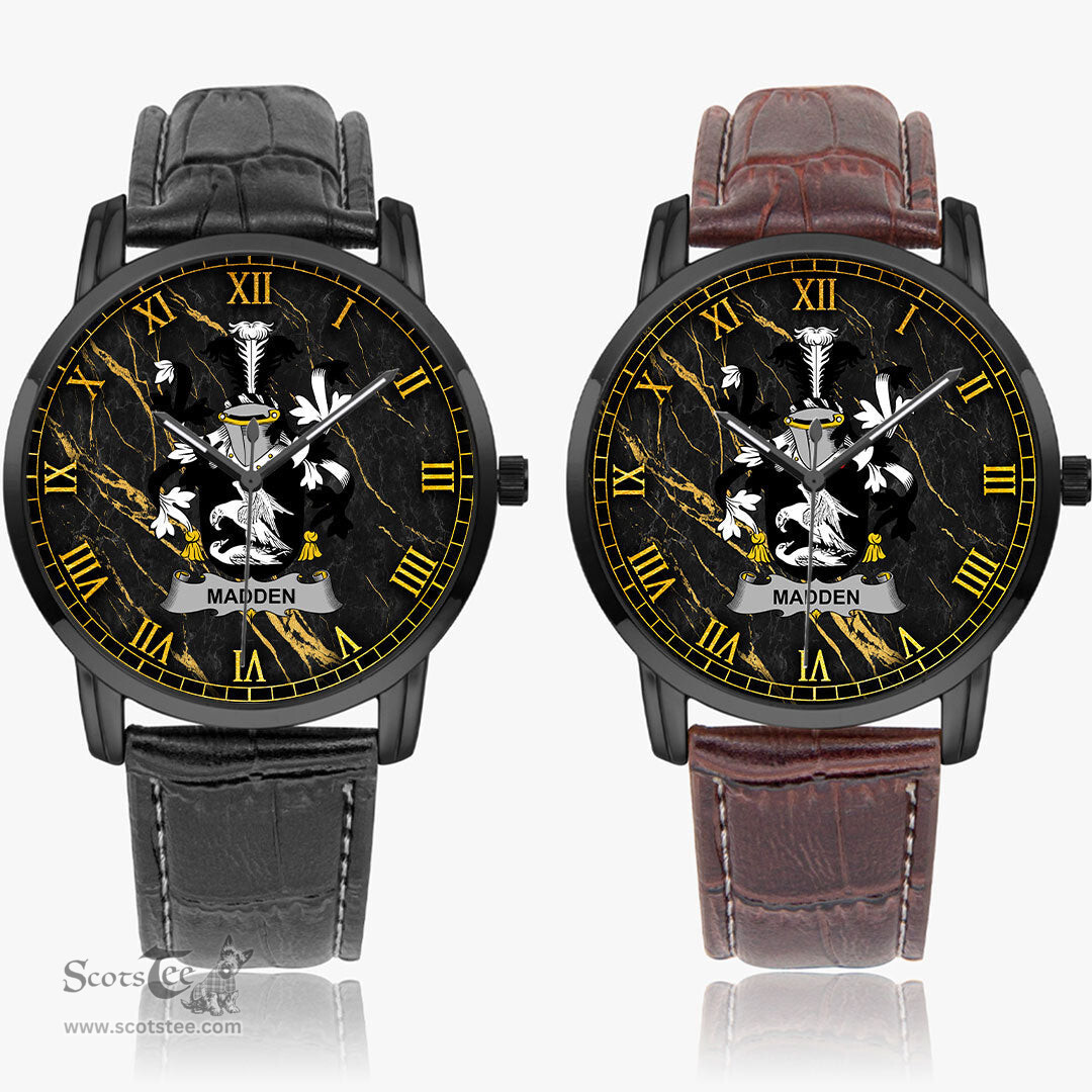 Irish Madden or O Madden Irish Coat of Arms Irish Watch Instafamous Quartz Leather Strap