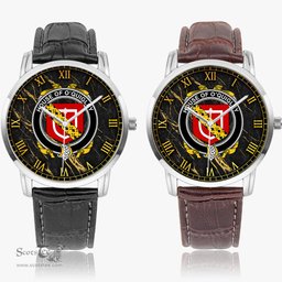 Irish House of O QUIGLEY Irish Coat of Arms Irish Watch Instafamous Quartz Leather Strap