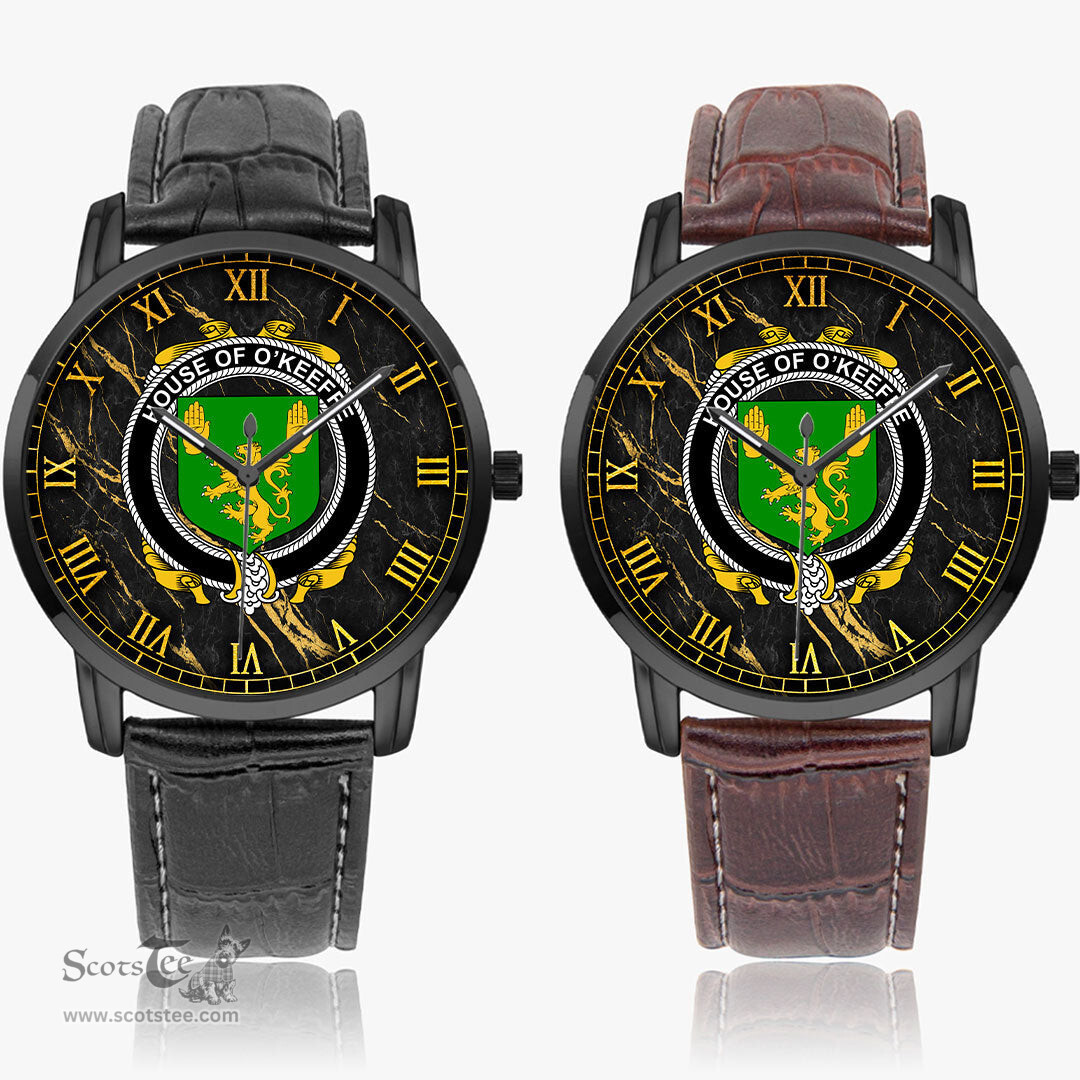 Irish House of O KEEFFE Irish Coat of Arms Irish Watch Instafamous Quartz Leather Strap
