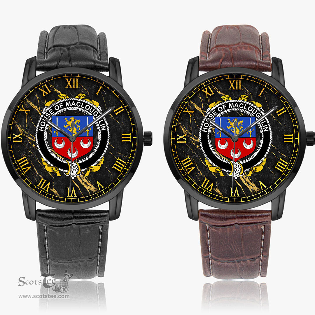 Irish House of MACLOUGHLIN Tirconnell Irish Coat of Arms Irish Watch Instafamous Quartz Leather Strap