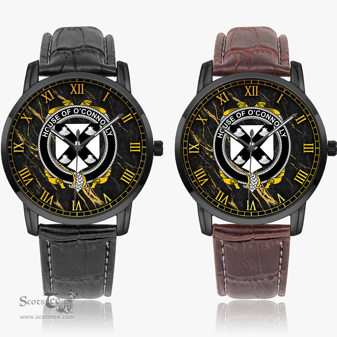 Irish House of O CONNOLLY Irish Coat of Arms Irish Watch Instafamous Quartz Leather Strap
