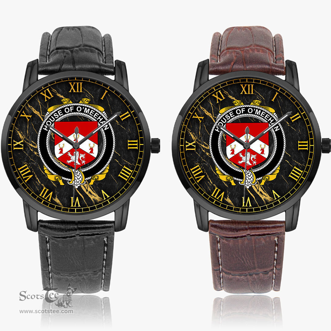 Irish House of O MEEHAN Irish Coat of Arms Irish Watch Instafamous Quartz Leather Strap