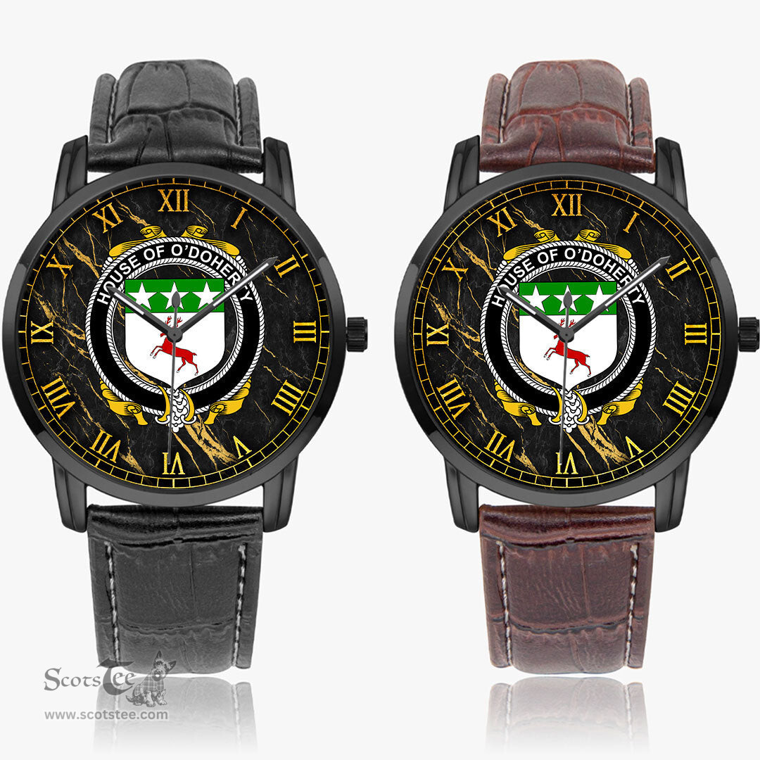 Irish House of O DOHERTY Irish Coat of Arms Irish Watch Instafamous Quartz Leather Strap