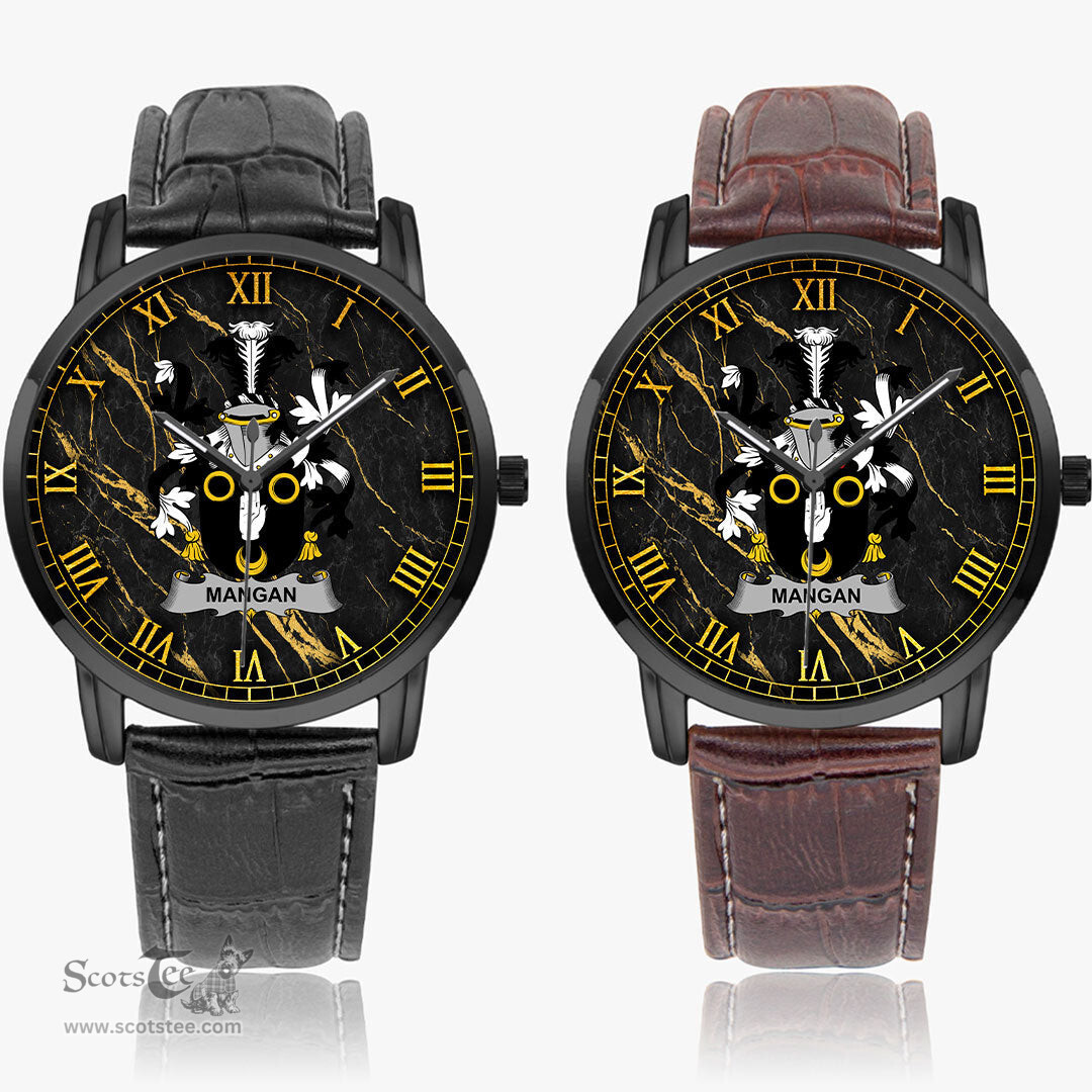 Irish Mangan or O Mangan Irish Coat of Arms Irish Watch Instafamous Quartz Leather Strap