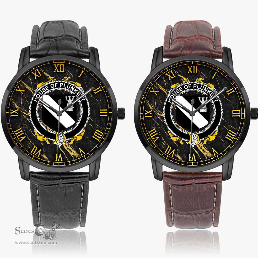 Irish House of PLUNKETT Irish Coat of Arms Irish Watch Instafamous Quartz Leather Strap