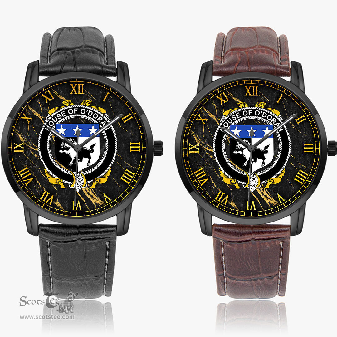 Irish House of O DORAN Irish Coat of Arms Irish Watch Instafamous Quartz Leather Strap