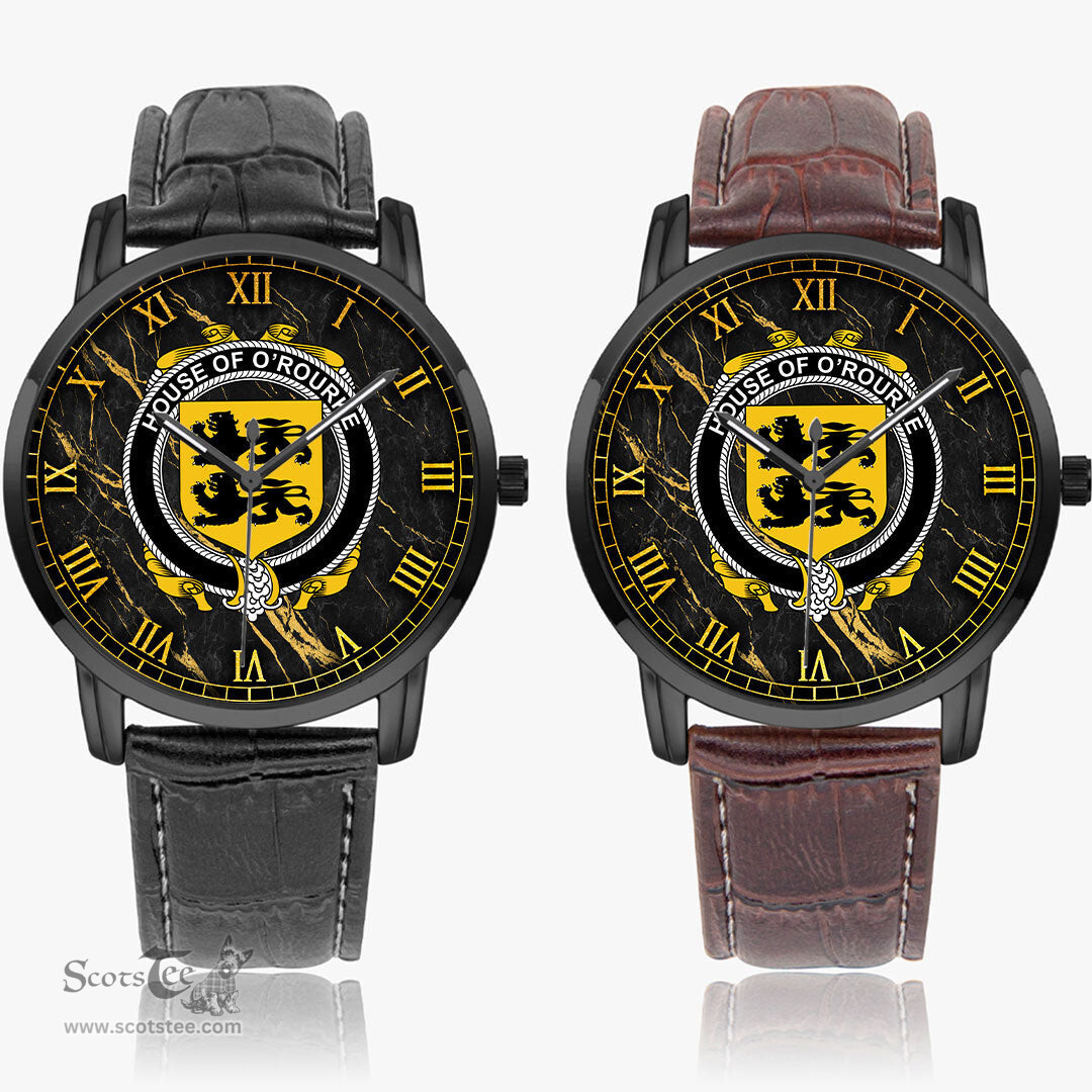 Irish House of O ROURKE Irish Coat of Arms Irish Watch Instafamous Quartz Leather Strap