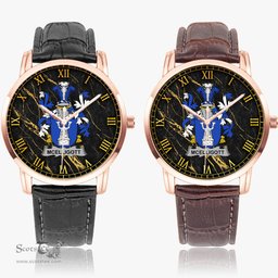Irish McElligott Irish Coat of Arms Irish Watch Instafamous Quartz Leather Strap