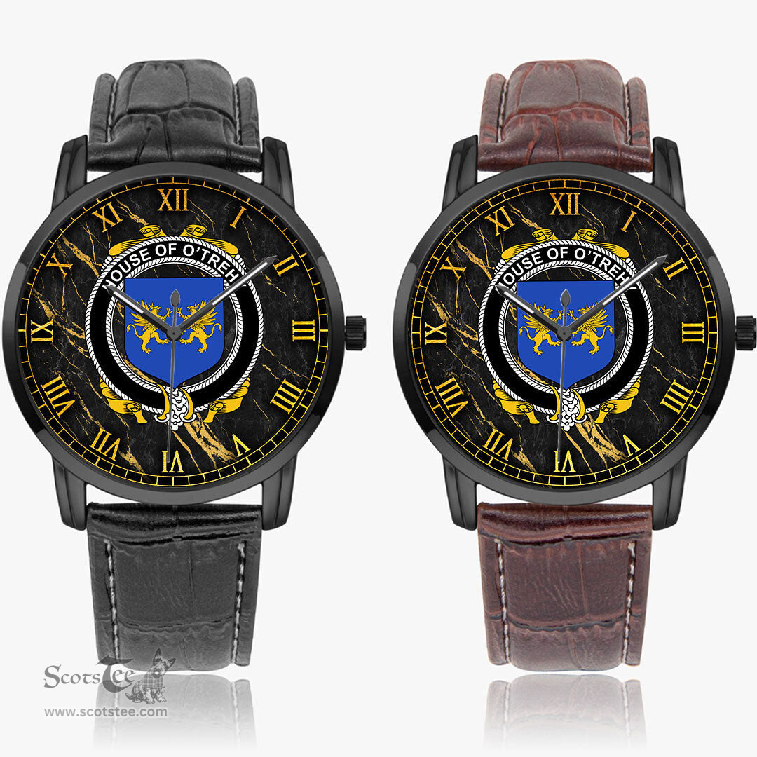 Irish House of O TREHY Troy Irish Coat of Arms Irish Watch Instafamous Quartz Leather Strap