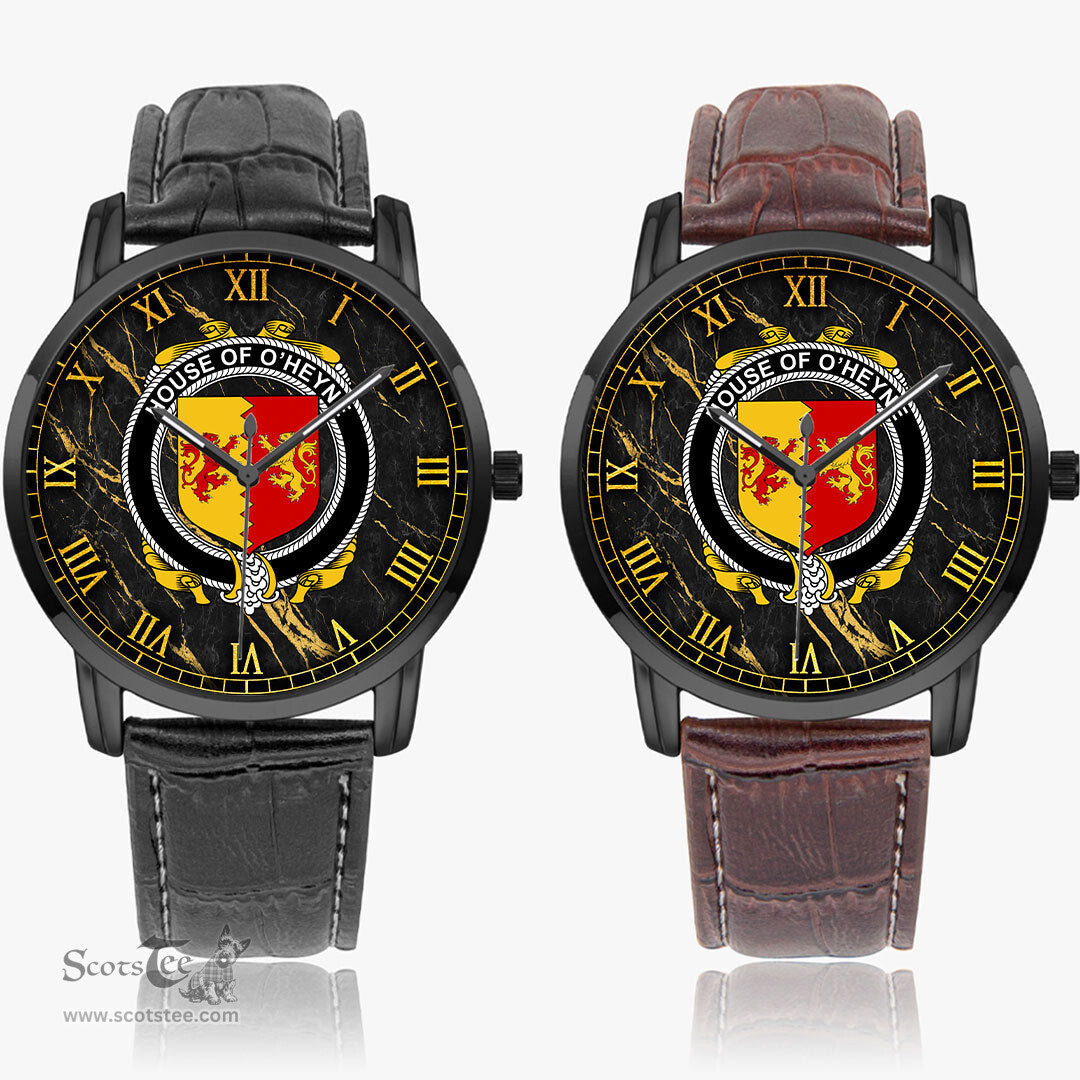 Irish House of O HEYNE Irish Coat of Arms Irish Watch Instafamous Quartz Leather Strap