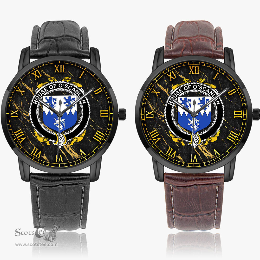 Irish House of O SCANLAN Munster Irish Coat of Arms Irish Watch Instafamous Quartz Leather Strap