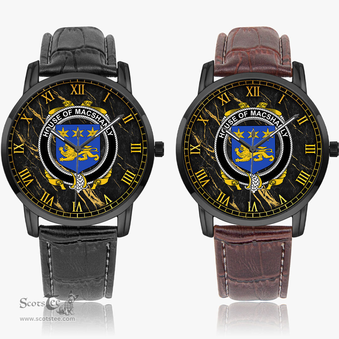 Irish House of MACSHANLY Irish Coat of Arms Irish Watch Instafamous Quartz Leather Strap
