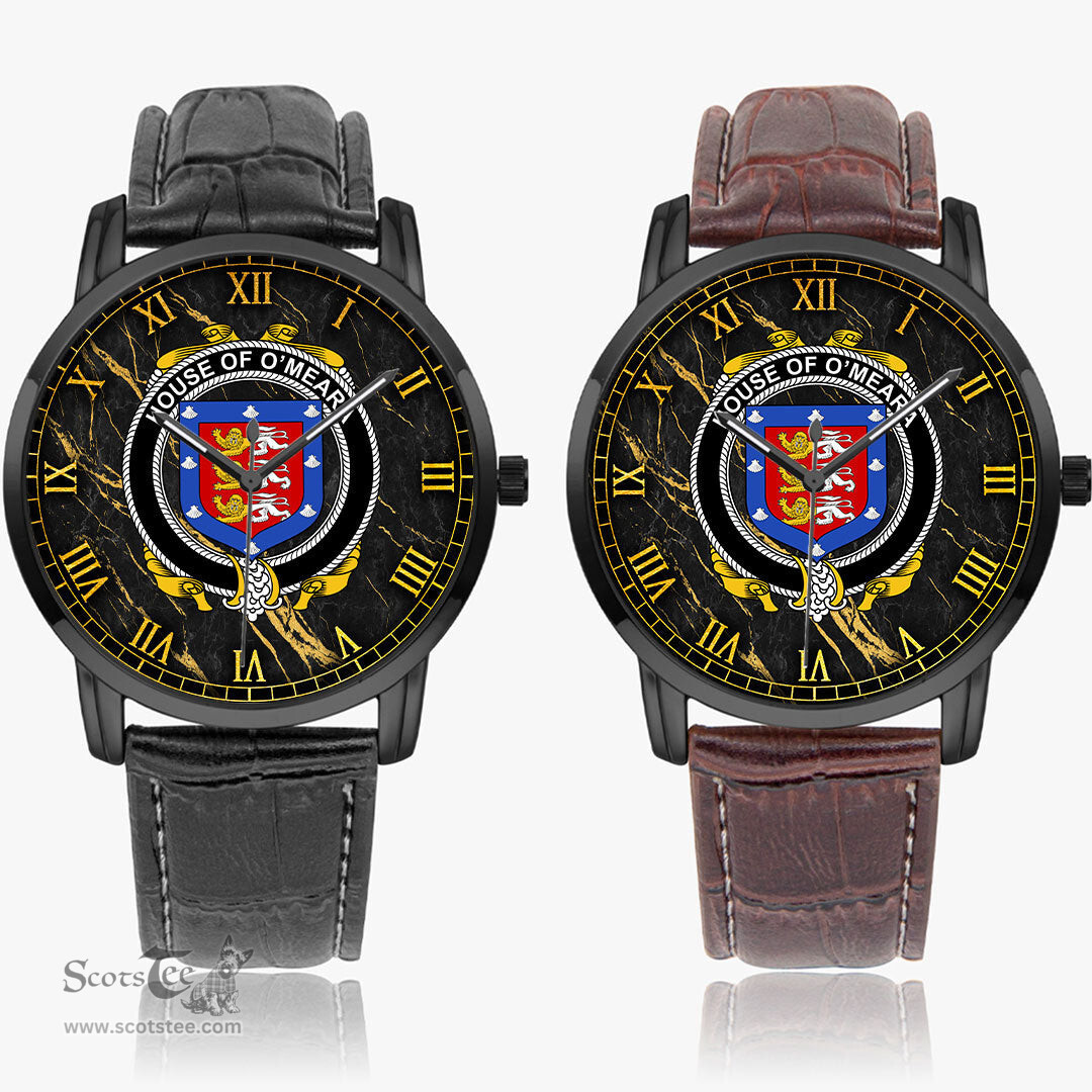 Irish House of O MEARA Irish Coat of Arms Irish Watch Instafamous Quartz Leather Strap