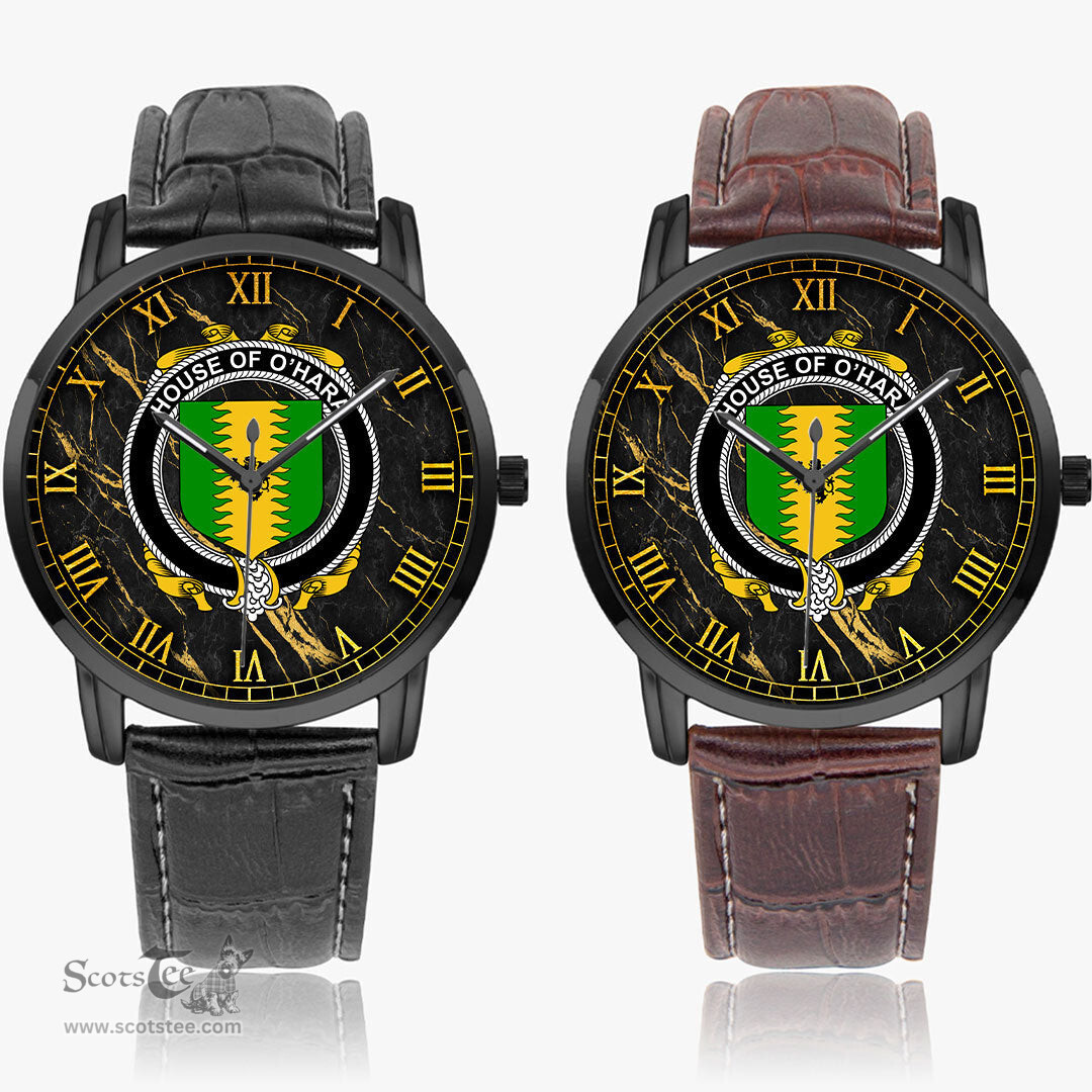 Irish House of O HARA Irish Coat of Arms Irish Watch Instafamous Quartz Leather Strap