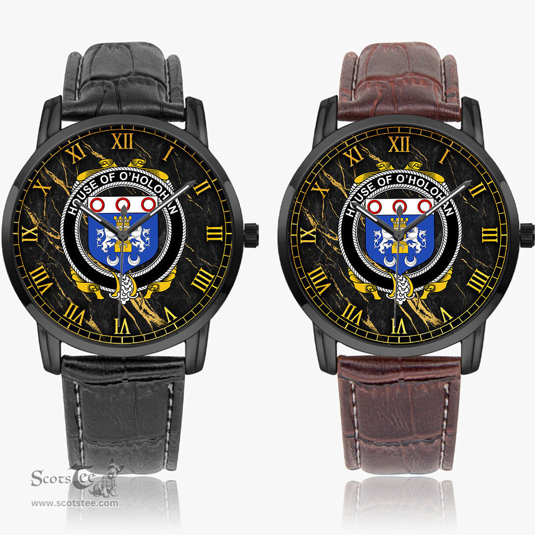 Irish House of O HOLOHAN Irish Coat of Arms Irish Watch Instafamous Quartz Leather Strap