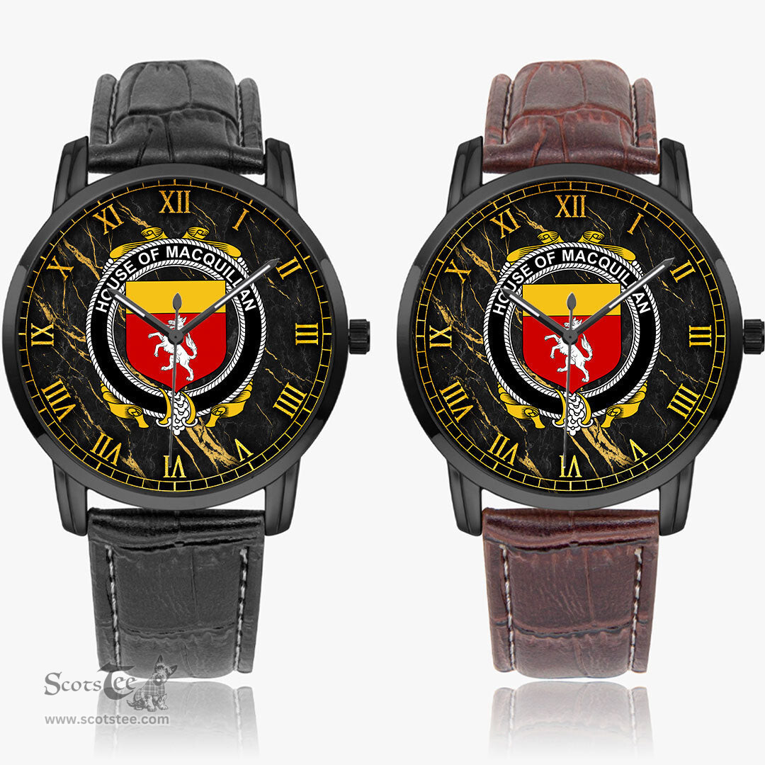 Irish House of MACQUILLAN Irish Coat of Arms Irish Watch Instafamous Quartz Leather Strap