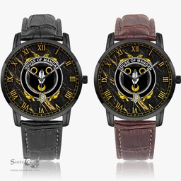 Irish House of MANGAN Irish Coat of Arms Irish Watch Instafamous Quartz Leather Strap