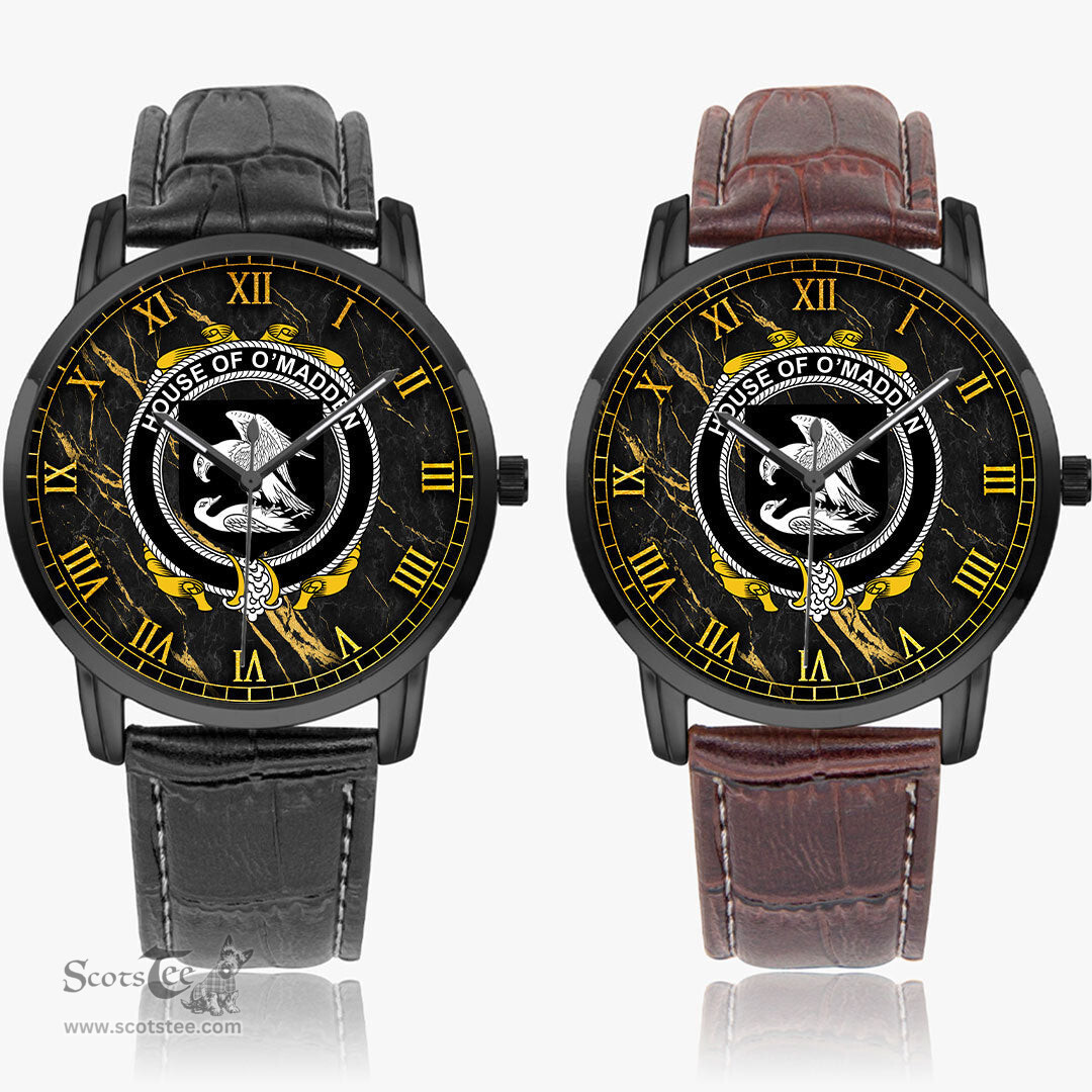 Irish House of O MADDEN Irish Coat of Arms Irish Watch Instafamous Quartz Leather Strap