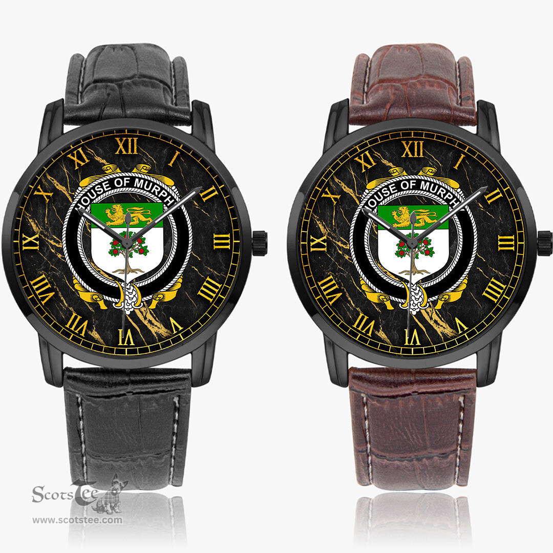 Irish House of MURPHY O Morchoe Irish Coat of Arms Irish Watch Instafamous Quartz Leather Strap