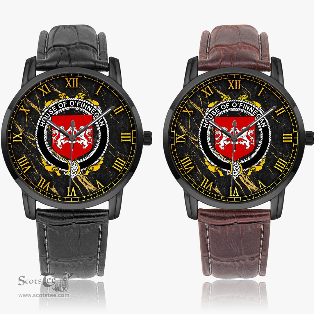 Irish House of O FINNEGAN Irish Coat of Arms Irish Watch Instafamous Quartz Leather Strap